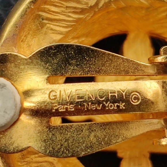 Givenchy Multi Rhinestone Gold Plated Signed Clip-On Earrings - Picture 6 of 9